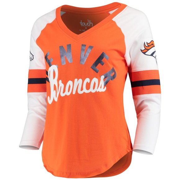 Women's Denver Broncos 3/4 Sleeve T-Shirt Touch By Alyssa Milano V-Neck NEW - Picture 3 of 8